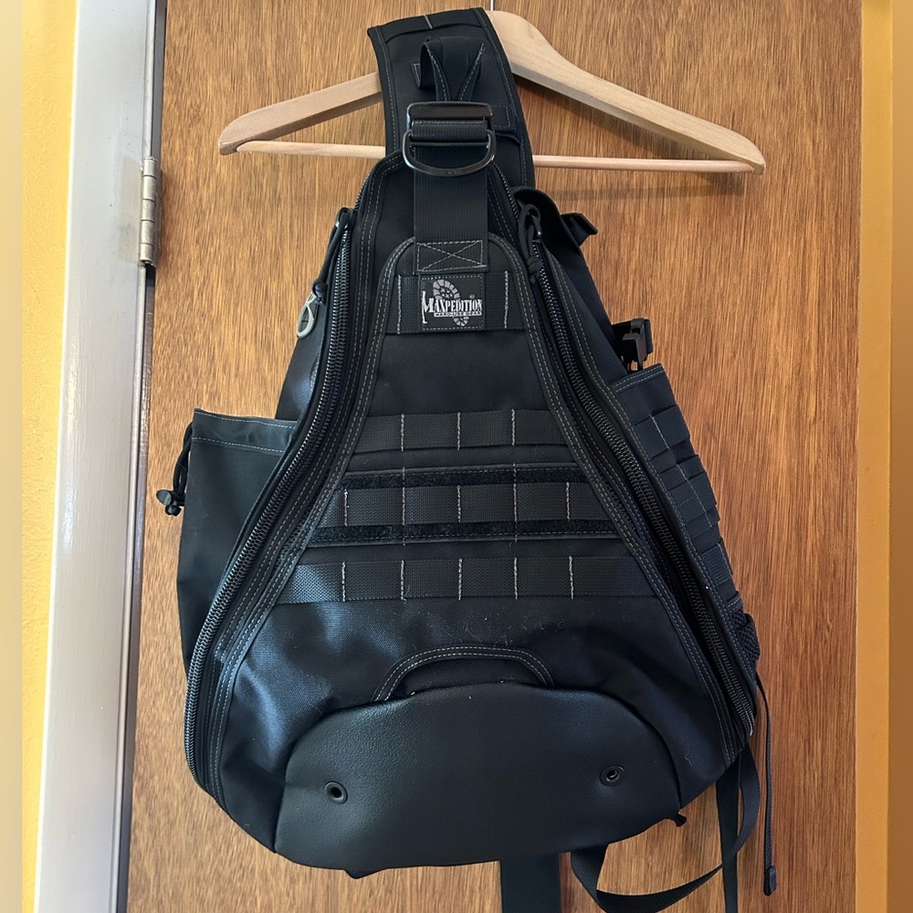 Maxpedition Monsoon Gearslinger Backpack. sling across chest strap/waist buckle